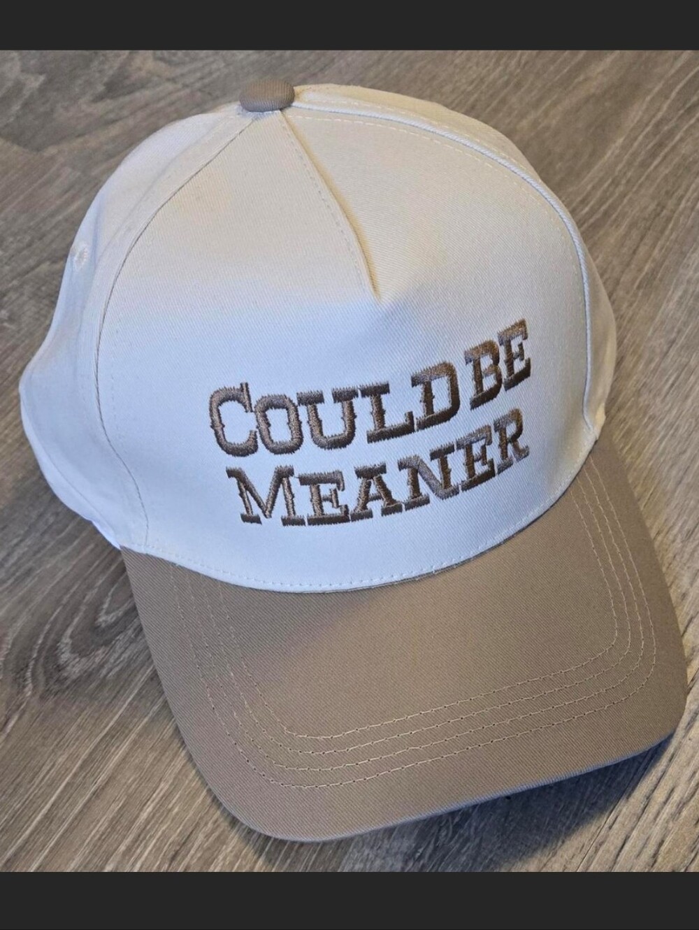 Could Be Meaner Two-Tone Baseball Cap - Cream & Ash Mocha